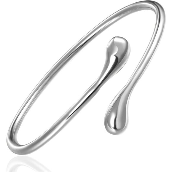 Handmade Silver Bangle Bracelet for Women 925 Sterling Silver Open Gift Box - Picture 1 of 5